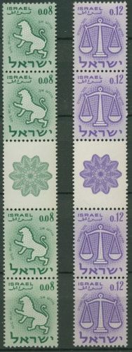 Israel 1965 Tierkreiszeichen 228+230 Zwischenstegpaare postfrisch (C61279)