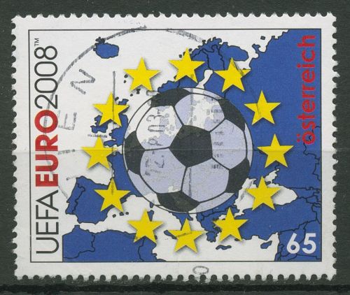 Österreich 2008 Fußball-EM Europakarte Sterne 2714 gestempelt