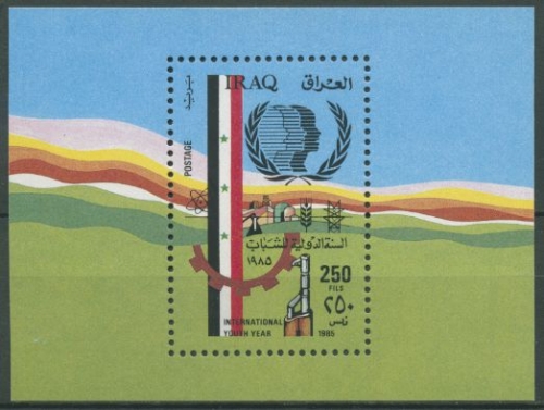 Irak 1985 Int. Jahr der Jugend, Flaggen Block 45 A postfrisch gezähnt C10418)