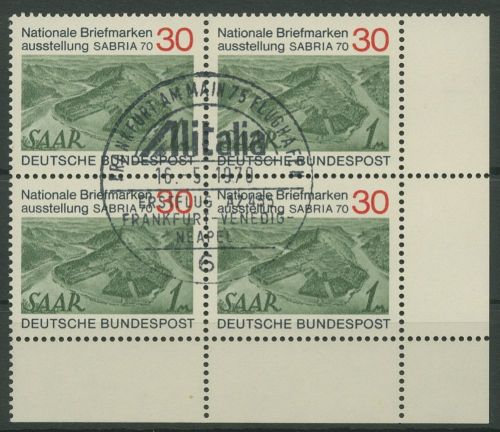 Bund 1970 SABRIA Saarbrücken 619 4er-Block Ecke 4 gestempelt (R19933)