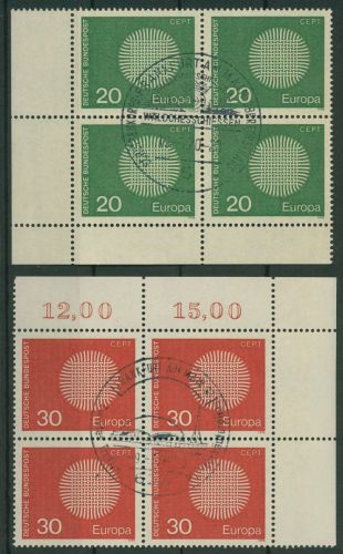 Bund 1970 Europa CEPT Geflecht 620/21 4er-Block Ecken gestempelt (R19934)