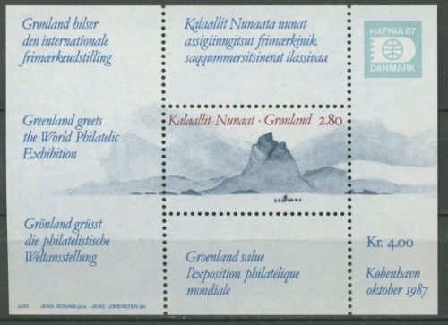 Grönland 1987 Briefmarkenausstellung HAFNIA'87 Block 2 postfrisch (C13823)