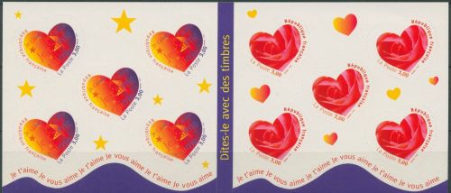 Frankreich 1999 Grußmarken Herzen Markenheftchen 3361/62 MH postfrisch (C96375)