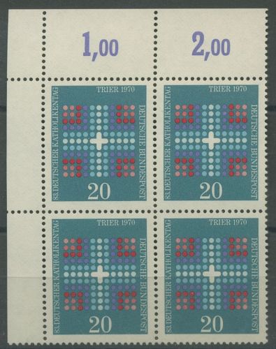 Bund 1970 Katholikentag Trier 648 4er-Block Ecke 1 postfrisch (R80056)