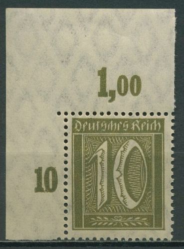 Deutsches Reich 1921 Ziffer Platten-Oberrand 159 a P OR Ecke 1 postfrisch