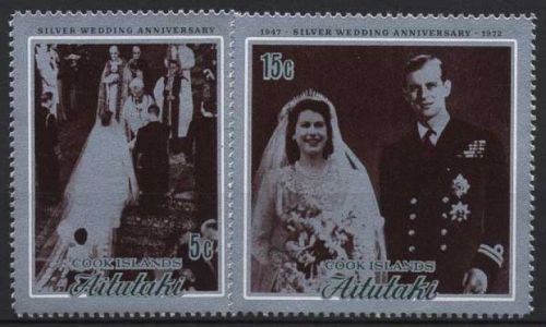 Aitutaki 1972 Königin Elisabeth II. Silberhochzeit 44/45 postfrisch