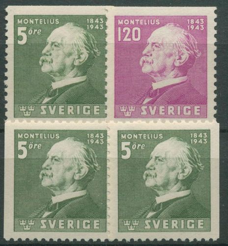Schweden 1943 Archäologe Oscar Montelius 302/03 postfrisch