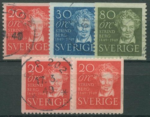 Schweden 1949 Dichter August Strindberg 346/48 gestempelt