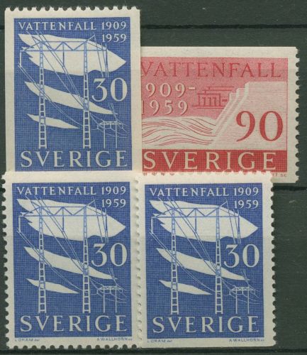 Schweden 1959 Wasserkraftwerk Vattenfall Stromleitung 446/47 postfrisch