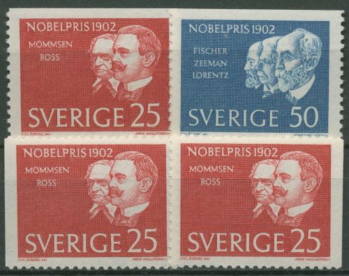 Schweden 1962 Nobelpreisträger Mommsen Ross Fischer Lorentz 500/01 postfrisch