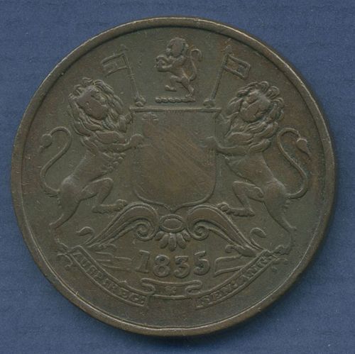 Brit. East India Company 1/2 Anna 1835, KM 447.1 ss (m3622)
