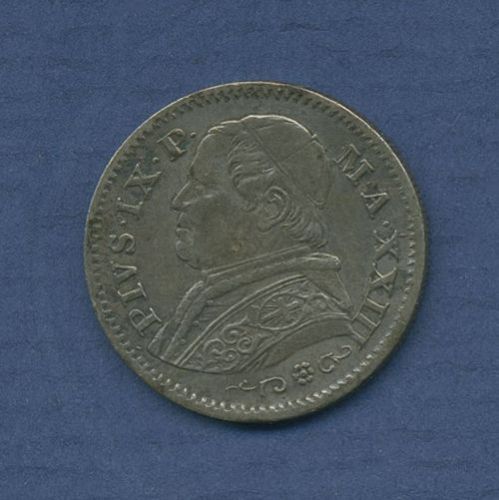 Italien Kirchenstaat 10 Soldi 1868 R, Pius IX. KM 1376, fast vz (m3630)