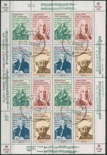 Türkisch-Zypern 1985 CEPT Musik Bach Händel 166/69 ZD-Bogen gestempelt (C90357)