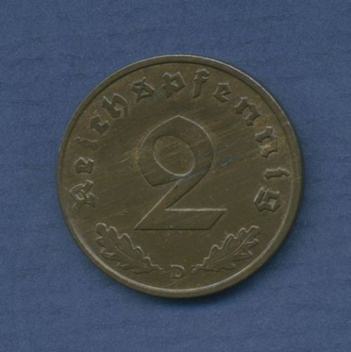 Deutsches Reich 2 Reichspfennig 1936 D, J 362 vz+ (m3656)