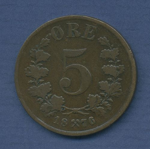 Norwegen 5 Öre 1876, Oskar II., KM 349 ss (m3678)