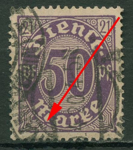 Deutsches Reich Dienst 1920 für Preußen mit Plattenfehler D 21 I gestempelt