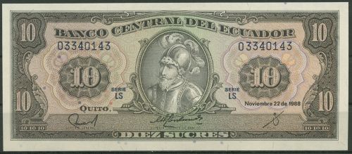 Ecuador 10 Sucres 1988, KM 121 kassenfrisch (K523)