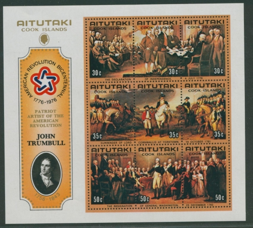 Aitutaki 1976 200 Jahre Unabhängigkeit der USA Block 8 postfrisch (C21782)