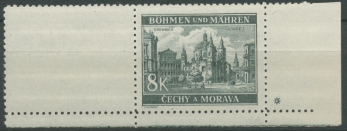 Böhmen & Mähren 1940 Ecke rechts m. Leerfeld 59 LWE-4 postfrisch, Kreuz im Stern