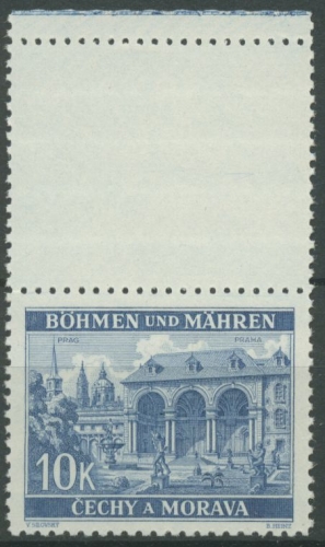 Böhmen & Mähren 1940 Freimarke Budweis mit Leerfeld oben 60 LS-1 postfrisch