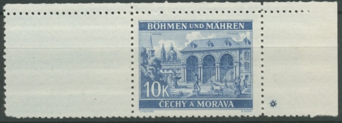 Böhmen & Mähren 1940 Ecke rechts m. Leerfeld 60 LWE-2 postfrisch, Kreuz im Stern