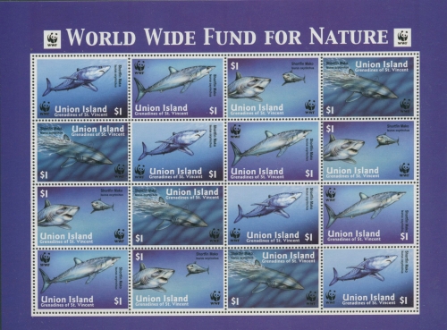 St. Vincent - Grenadinen/Union 2002 WWF Haie 269/72 ZD-Bogen postfrisch (C21980)