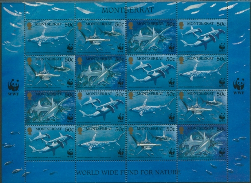 Montserrat 1999 WWF Hammerhai 1109/12 ZD-Bogen postfrisch (C21971)