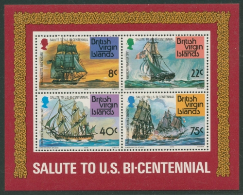Britische Jungferninseln 1976 200 Jahre USA Schiffe Block 7 postfrisch (C21957)
