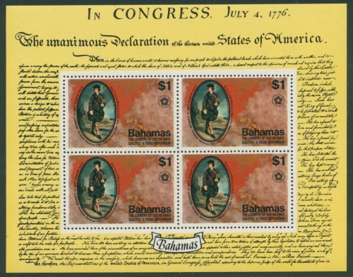 Bahamas 1976 200 Jahre USA John Murray Block 16 postfrisch (C21927)