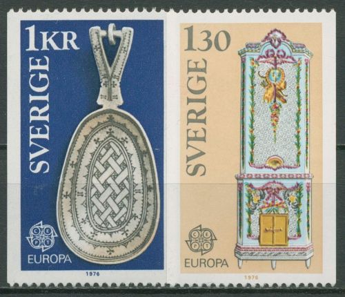 Schweden 1976 Europa CEPT Kunsthandwerk Löffel Kachelofen 943/44 postfrisch