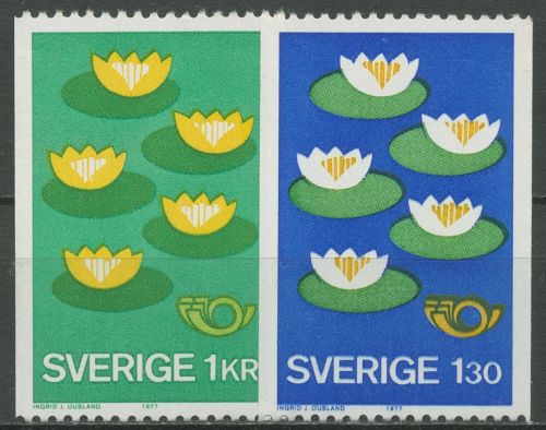 Schweden 1977 NORDEN Seerosen 972/73 mit mattem Gummi postfrisch