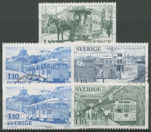 Schweden 1977 Verkehrsmittel Straßenbahn Bus Schiff 999/03 gestempelt