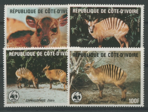 Elfenbeinküste 1985 WWF Naturschutz Tiere Zebraducker 881/84 postfrisch