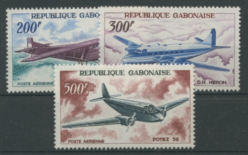 Gabun 1967 Alte Flugzeuge 273/75 postfrisch