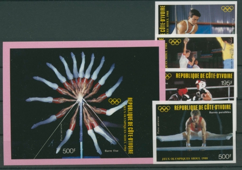 Elfenbeinküste 1988 Olympiade Seoul 970/73 B Block 30 B postfrisch (R22033)