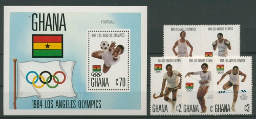 Ghana 1984 Olympiade Los Angeles 1048/52 Block 109 postfrisch (G22065)