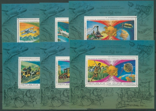 Guinea-Bissau 1977 100 J. Weltpostverein UPU Block 62/67 A postfrisch (C22137)