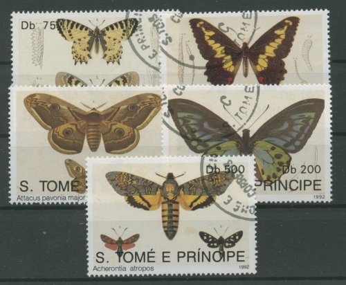 Sao Tomé und Príncipe 1992 Schmetterlinge 1385/89 gestempelt