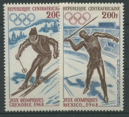 Zentralafrikanische Republik 1968 Olympiade Grenoble 158/59 postfrisch