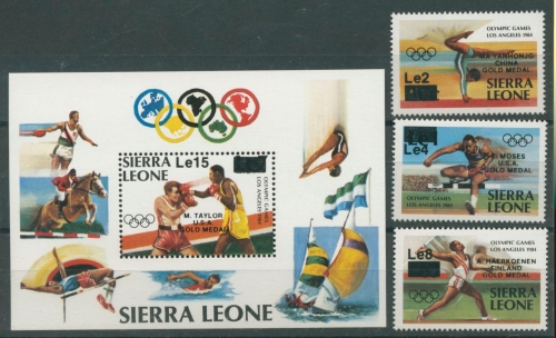 Sierra Leone 1985 Olympiade Los Angeles 827/29 Block 33 postfrisch (R22214)