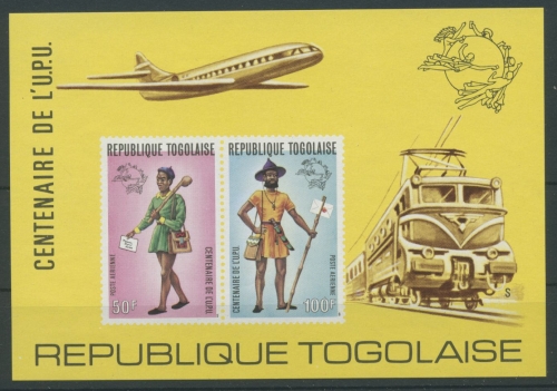 Togo 1974 100 Jahre Weltpostverein UPU Block 84 B postfrisch (C22251)