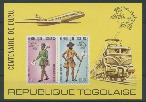 Togo 1974 100 Jahre Weltpostverein UPU Block 84 C postfrisch (C22252)