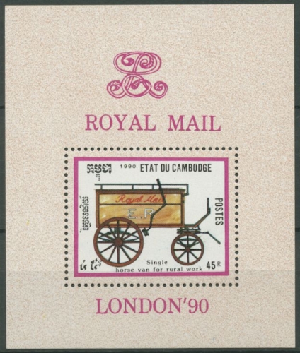 Kambodscha 1990 Kutschen: Einspänner Block 172 postfrisch (C10960)