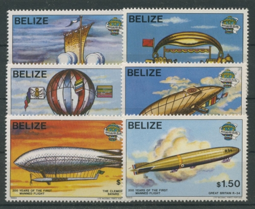 Belize 1983 200 Jahre Luftfahrt: Luftschiffe, Montgolfière 702/07 postfrisch