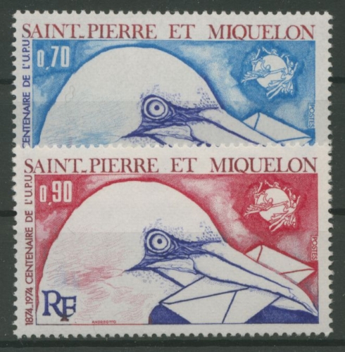 Saint-Pierre et Miquelon 1974 100 Jahre Weltpostverein UPU 496/97 postfrisch