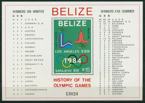 Belize 1981 Geschichte der Olympischen Spiele Block 37 a postfrisch (C22513)