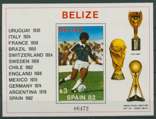 Belize 1981 Fußball-WM in Spanien Spieler Pokale Block 46 postfrisch (C22515)