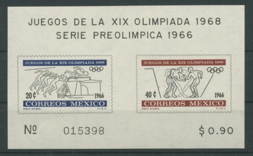 Mexiko 1966 Olympische Sommerspiele´68 Block 5 postfrisch (C22471)