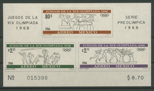 Mexiko 1966 Olympische Sommerspiele´68 Block 6 postfrisch (C22472)