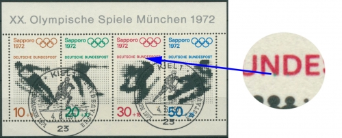 Bund 1971 Olympiade 1972 Plattenfehler Block 6 f A gestempelt ESST (C11029)